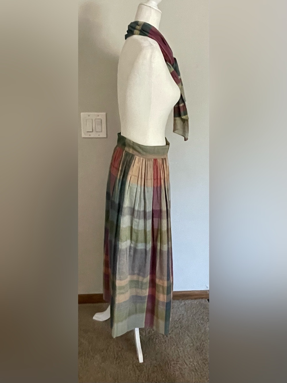 Ralph Lauren Blue Label Vintage Multicolor Plaid Midi Skirt - Picture 2 of 16